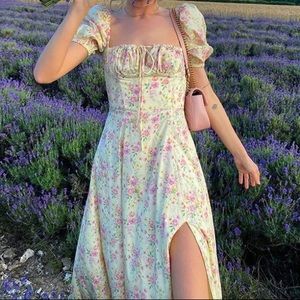 Yellow long floral dress